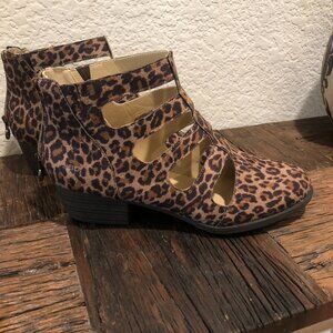Jambu Brown Leopard Cut-Out Ankle Boots